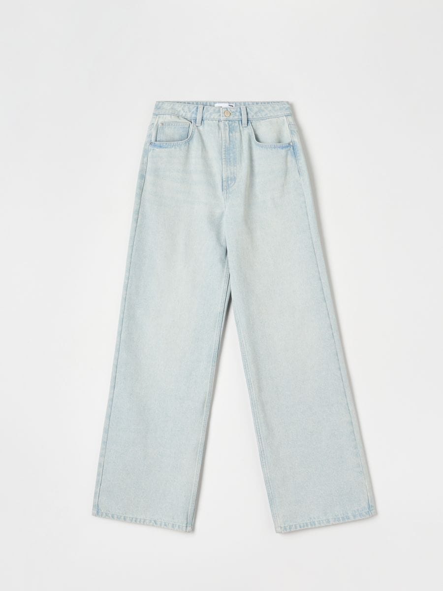 High-Waist-Jeans im Wide-Leg-Fit - Türkis - SINSAY
