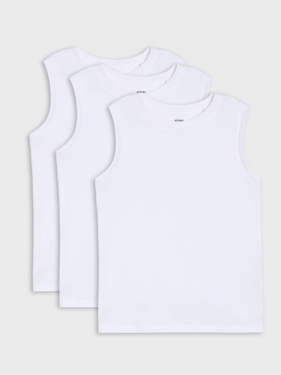 Tricou din bumbac 3 pack - alb - SINSAY