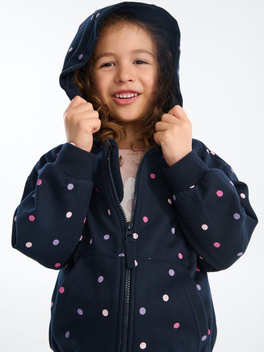 Bluza hoodie w kropki - czarny - SINSAY