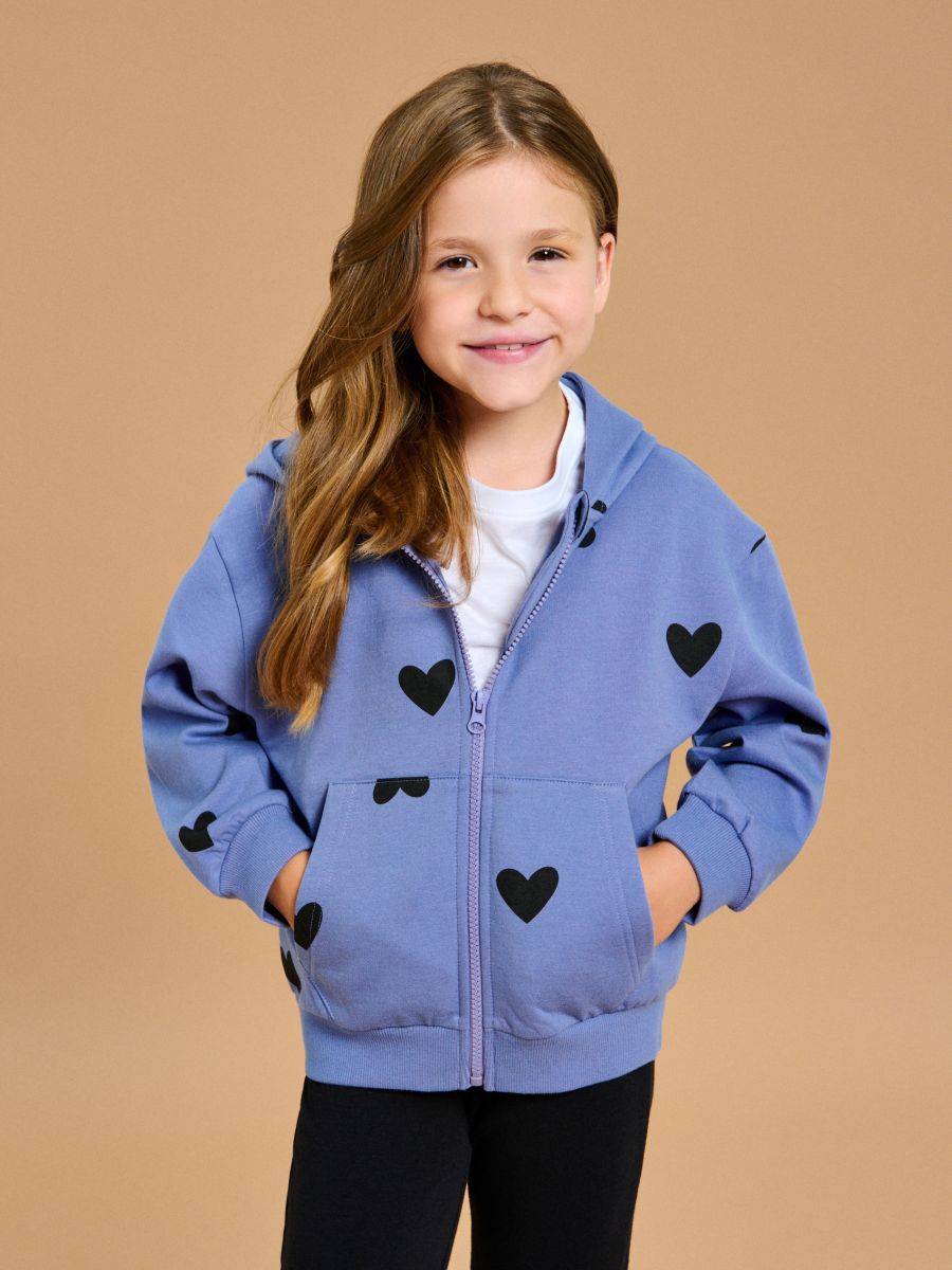 Bluza z kapturem w serca - niebieski - SINSAY