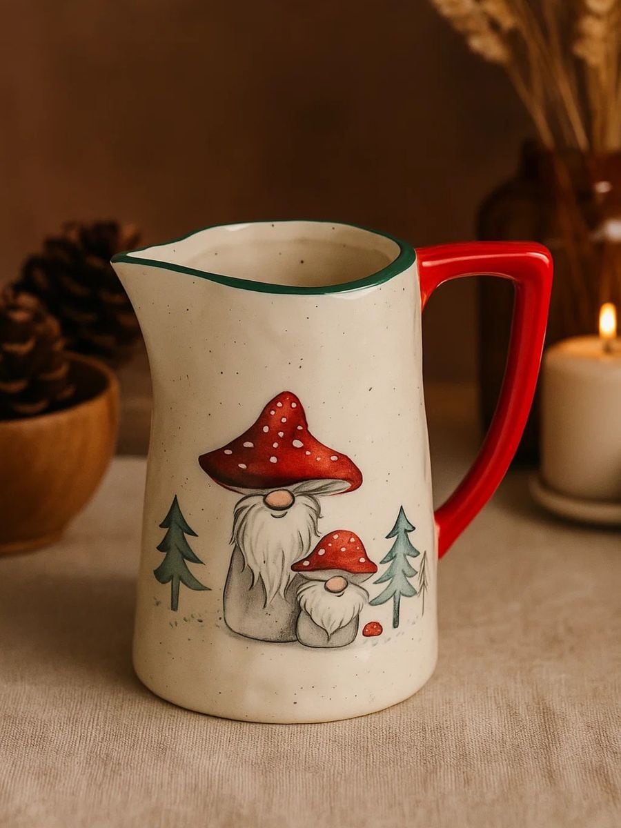 Ziemassvētku keramikas krūze ar rūķīšu un mušmireņu motīvu - daudzkrāsains - SINSAY