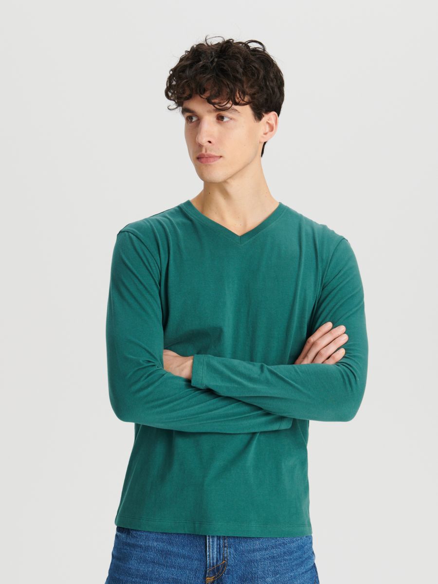 Tricou cu mânecă lungă - green spruce - SINSAY