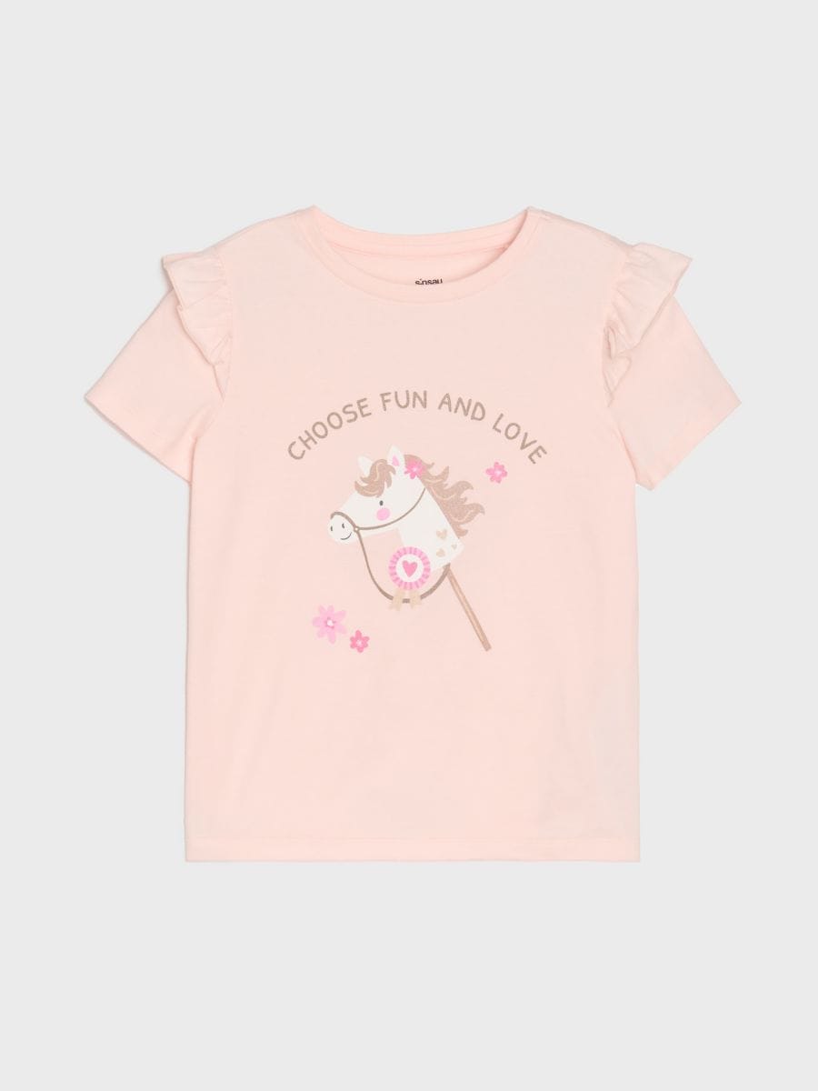 Majica sa ukrasnim naborima - pastelno roze - SINSAY