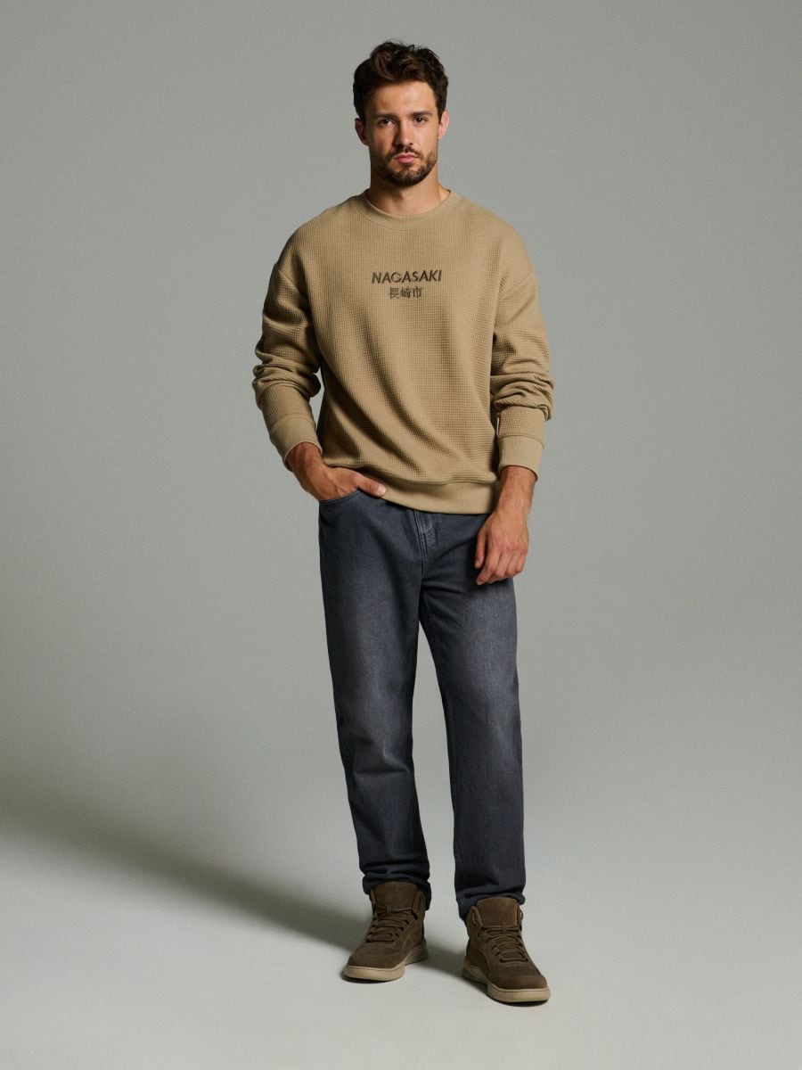 Vysoké tenisky z umelej kože - béžová - SINSAY