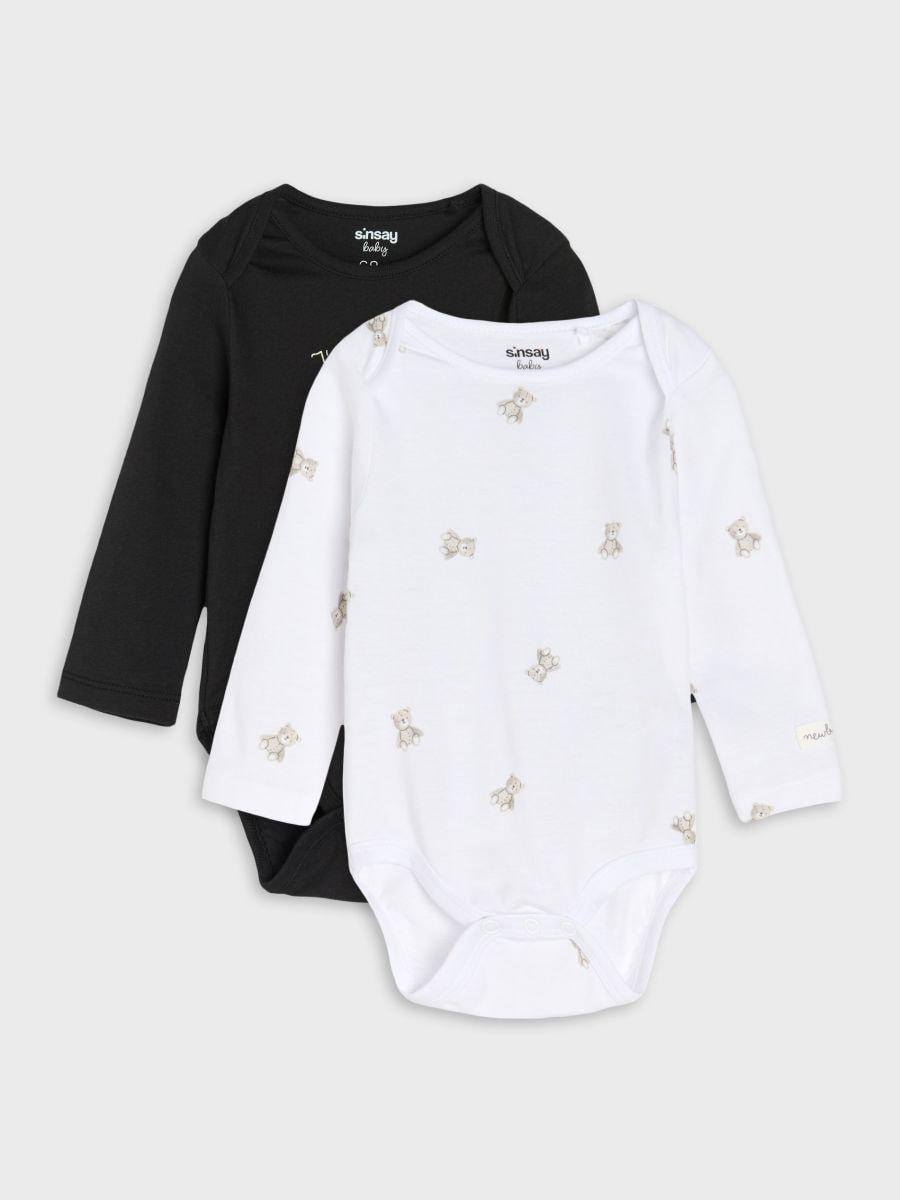 Komplet 2 bombažnih bodijev - krema - SINSAY