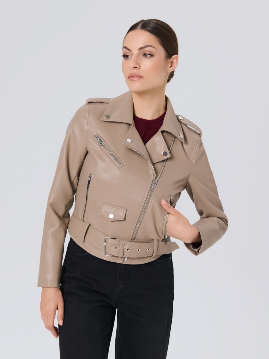 Bunda biker - béžová - SINSAY