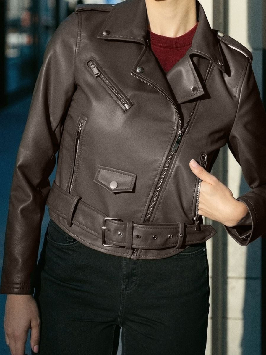 Байкерська куртка - золотисто-коричневий - SINSAY