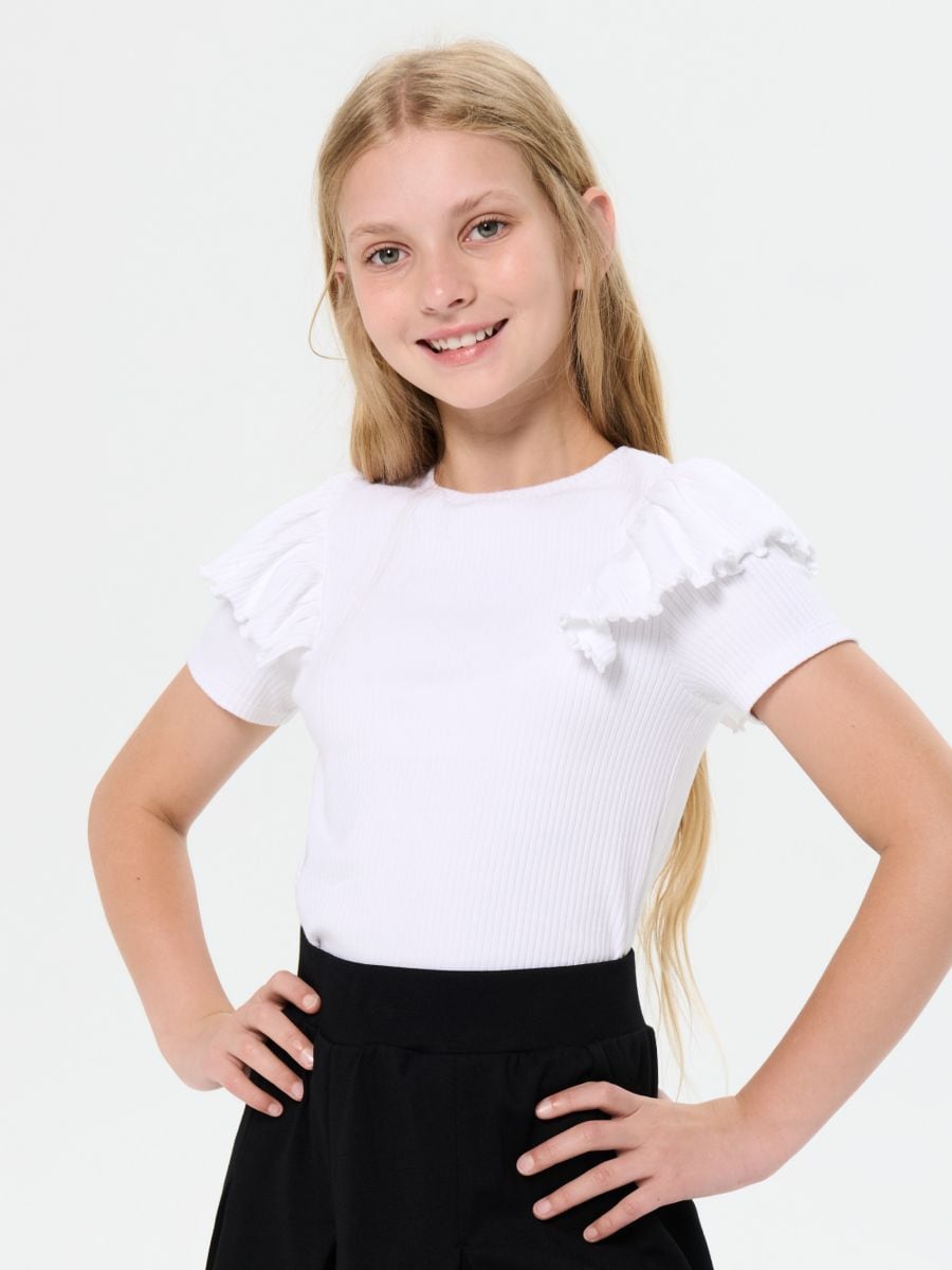 GIRLS` T-SHIRT - білий - SINSAY