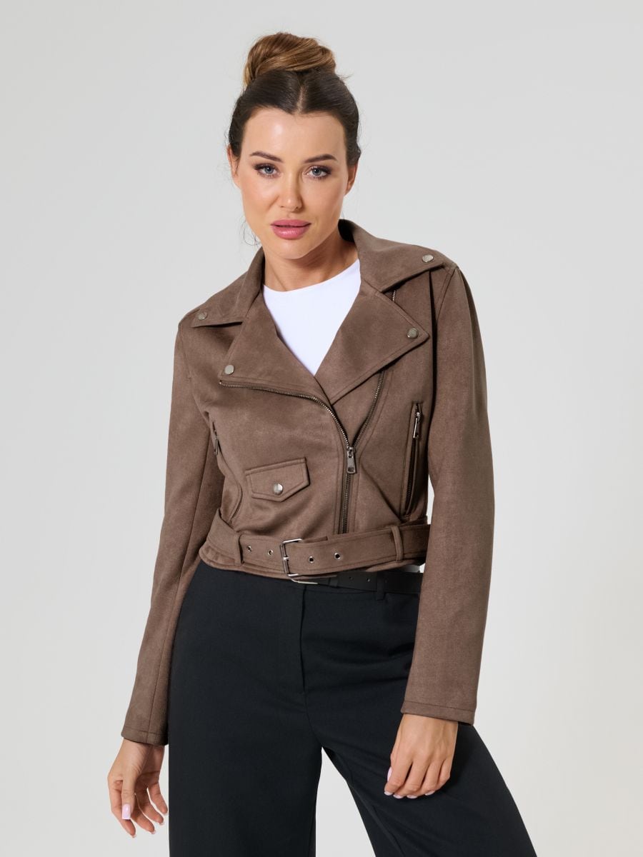 Bunda biker - hnědá - SINSAY
