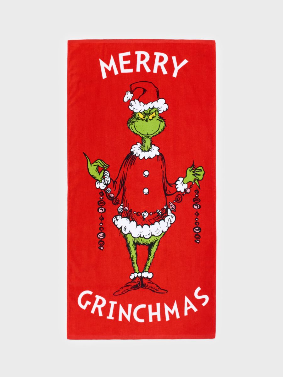 Pamučni peškir Grinch - crvena - SINSAY