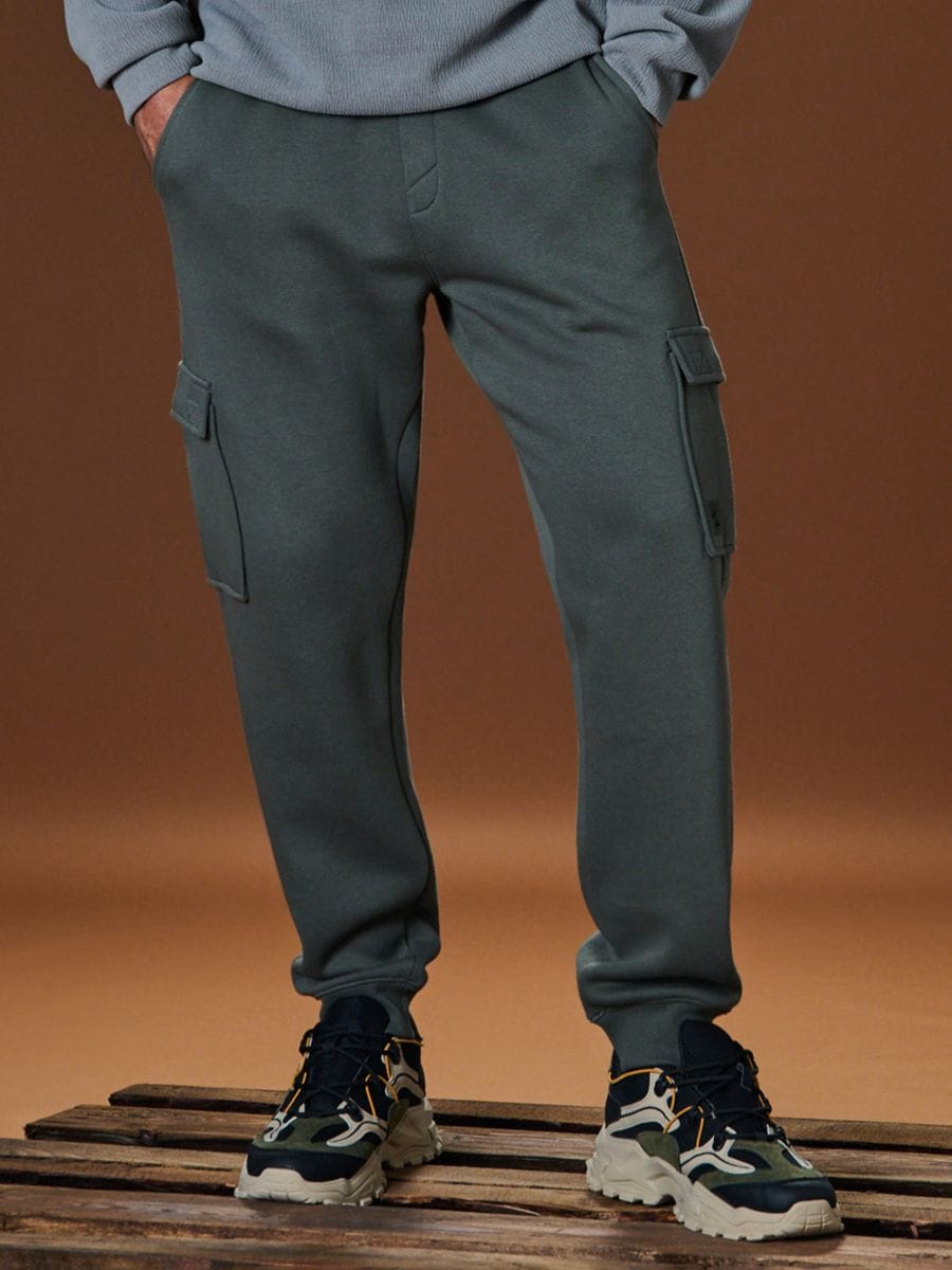 Штани tapered cargo fit - хакі - SINSAY