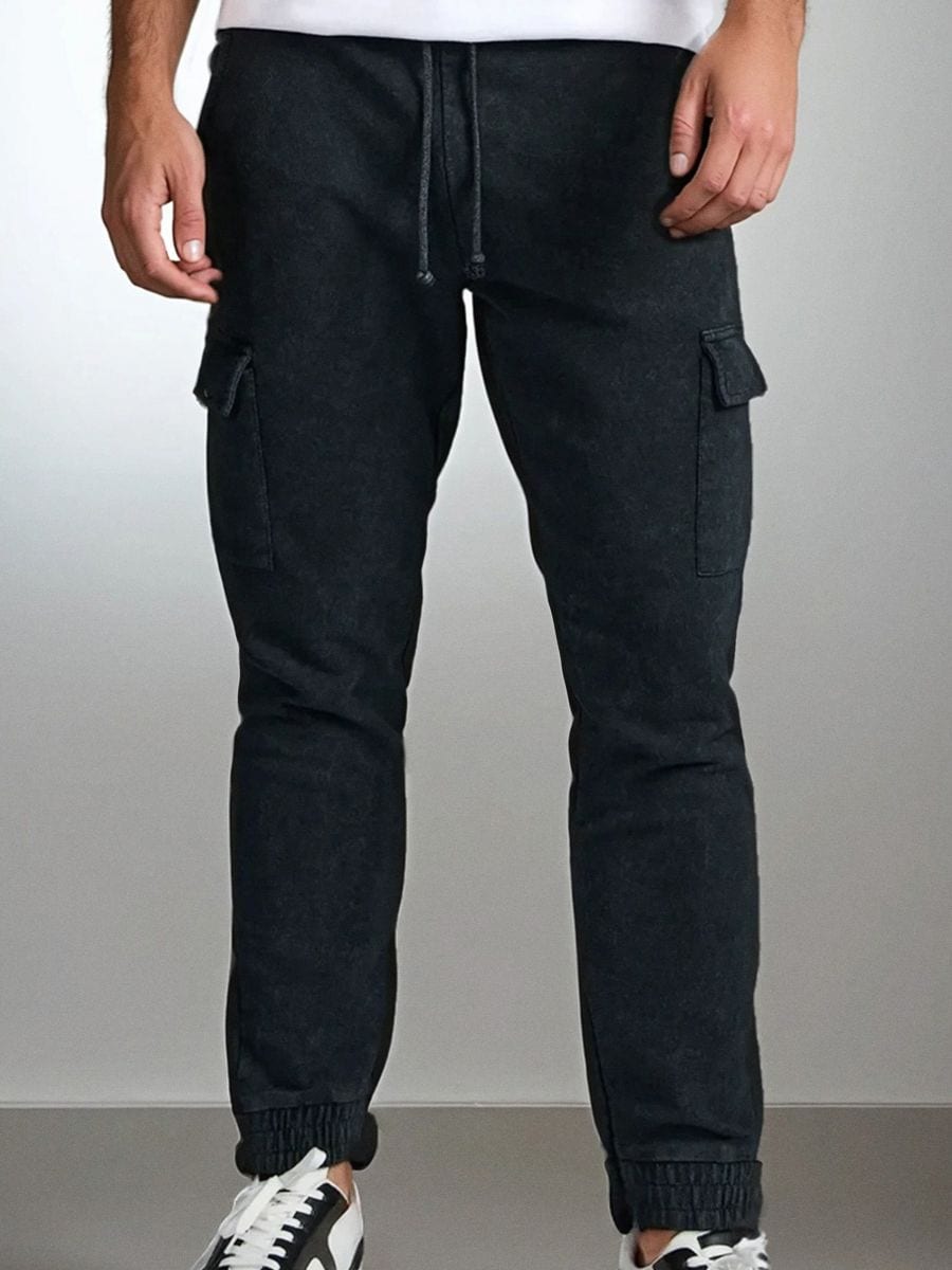 Spodnie tapered fit cargo - niebieski - SINSAY