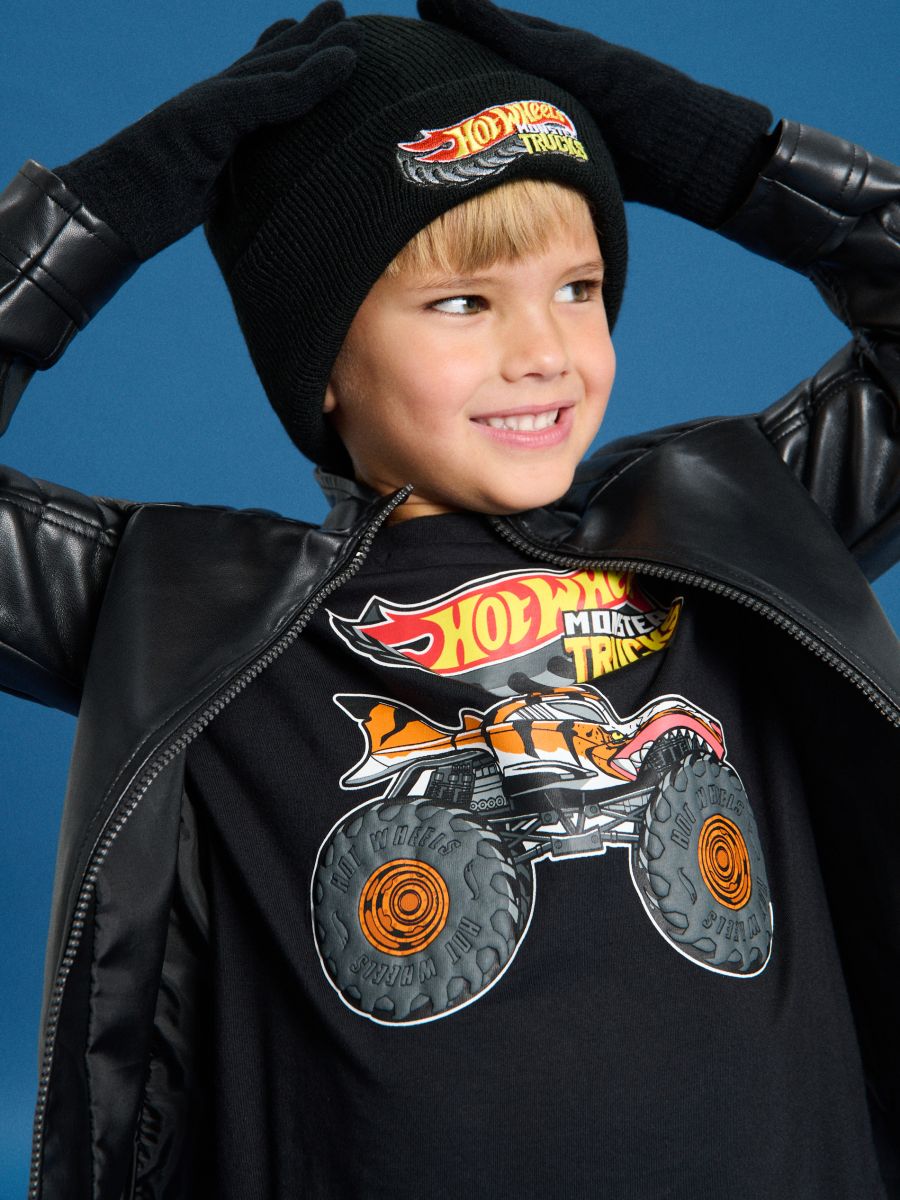 Čepice s výšivkou Hot Wheels - černá - SINSAY