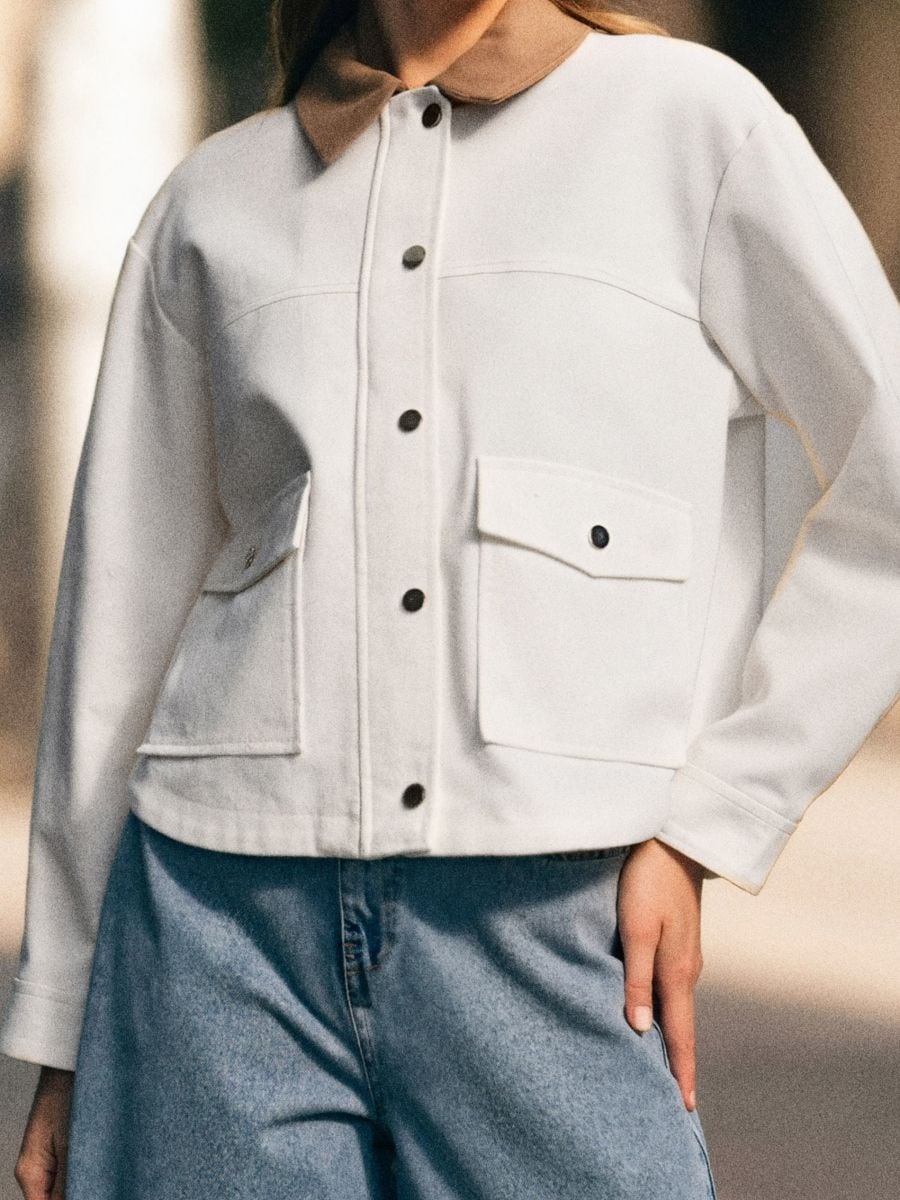 Куртка-сорочка - кремовий - SINSAY