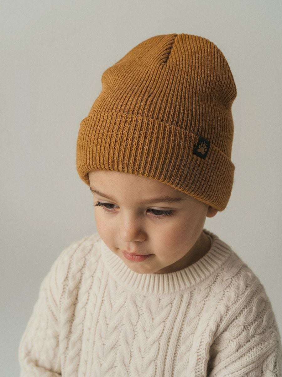 Ребриста шапка біні - бурштиновий - SINSAY