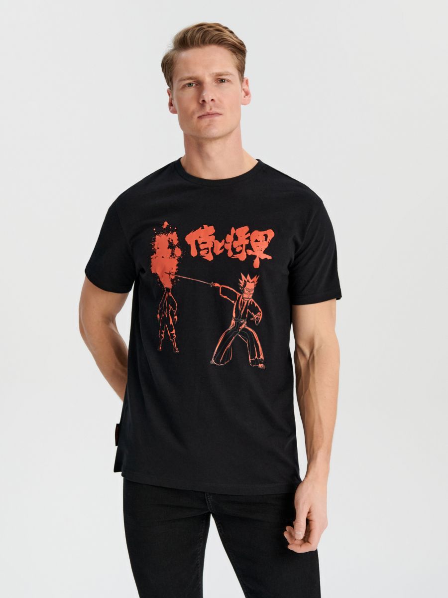 T-krekls ar apdruku Rick and Morty - melns - SINSAY
