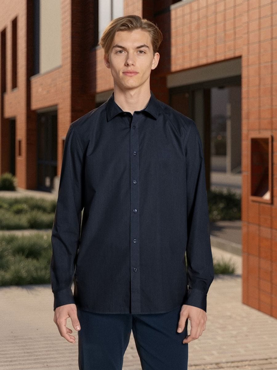 Slim fit marškiniai - tamsiai mėlyna - SINSAY