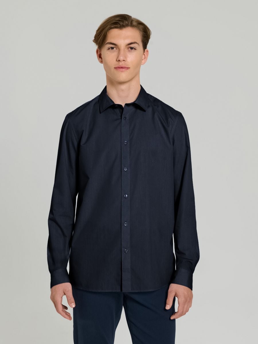 Koszula slim fit - granatowy - SINSAY