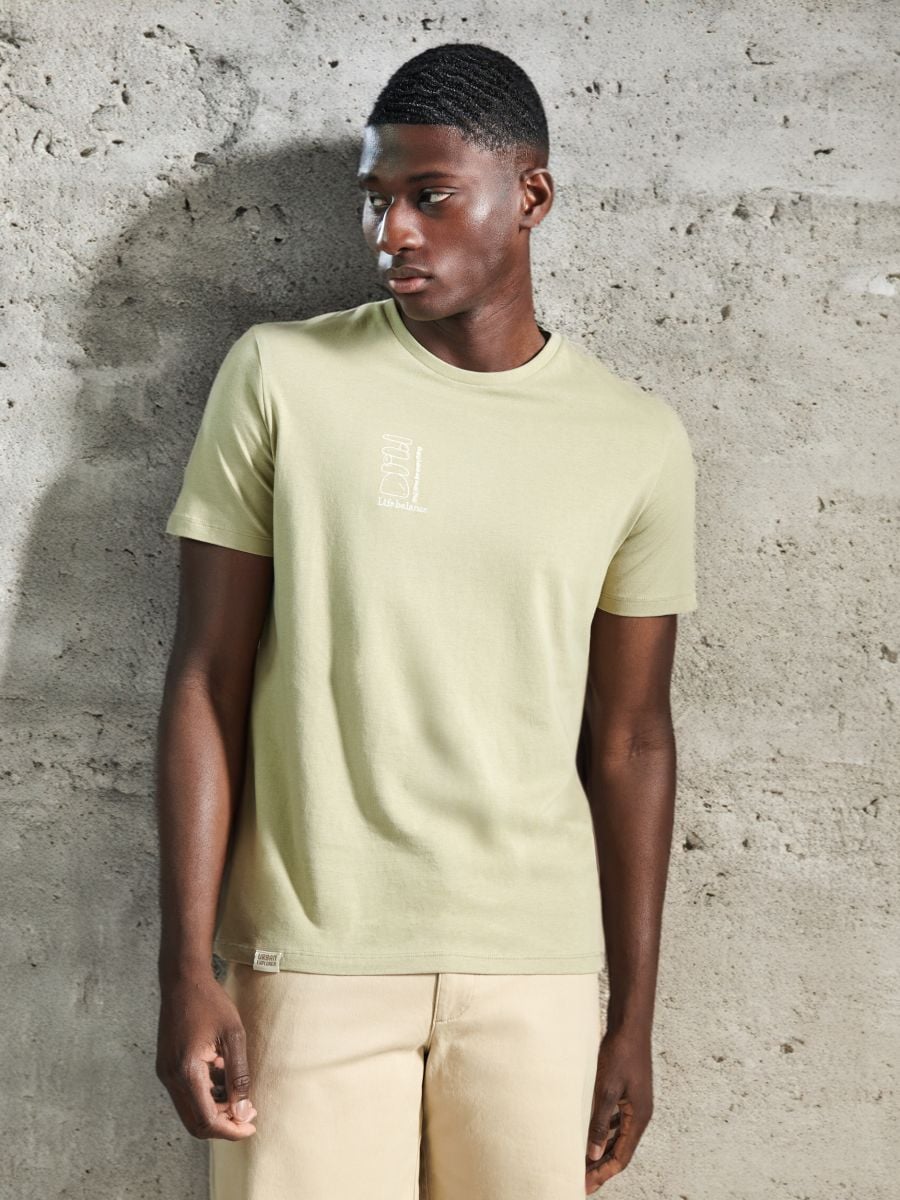 T-krekls ar apdruku - gaiši zaļa - SINSAY