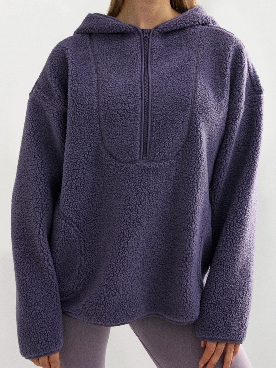Pulover s kapuco - vijolična - SINSAY