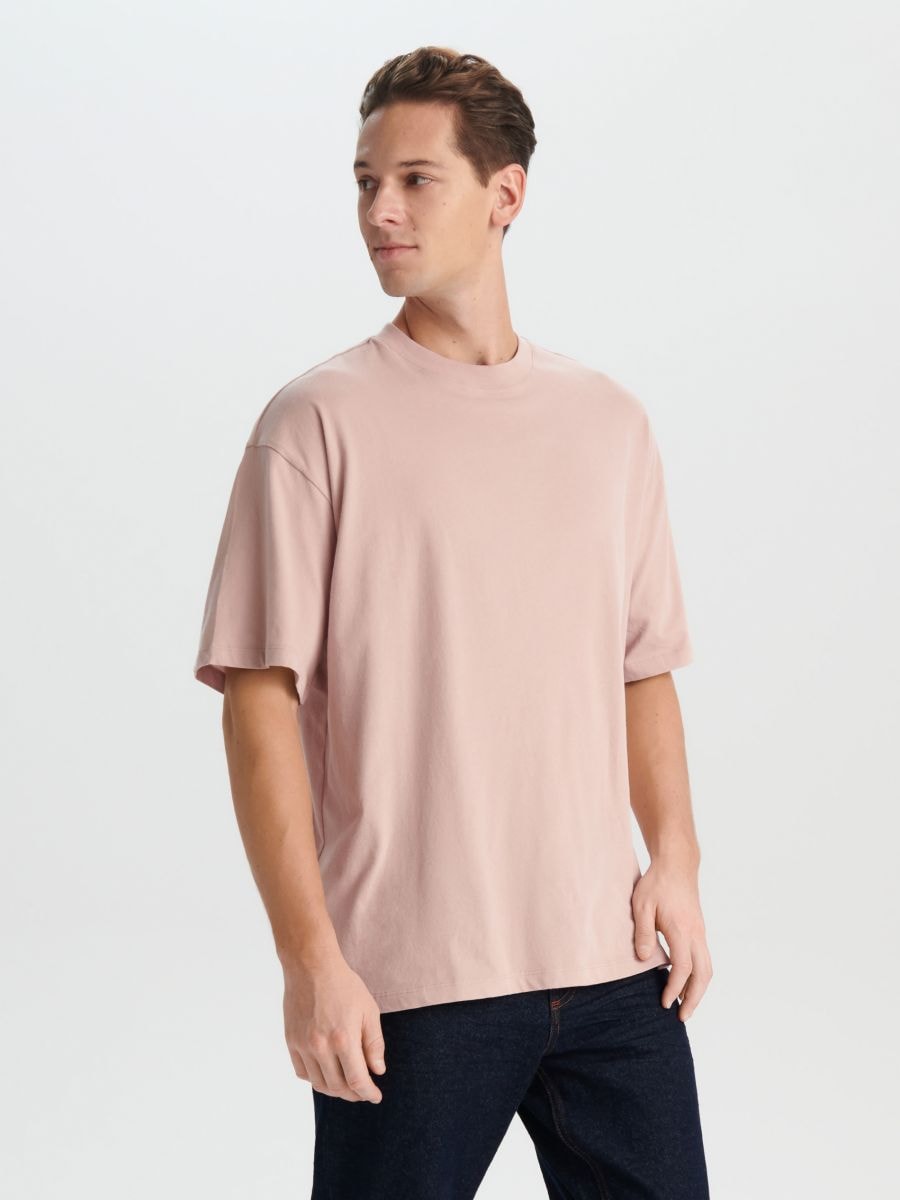 Oversize тениска - пастелнорозово - SINSAY