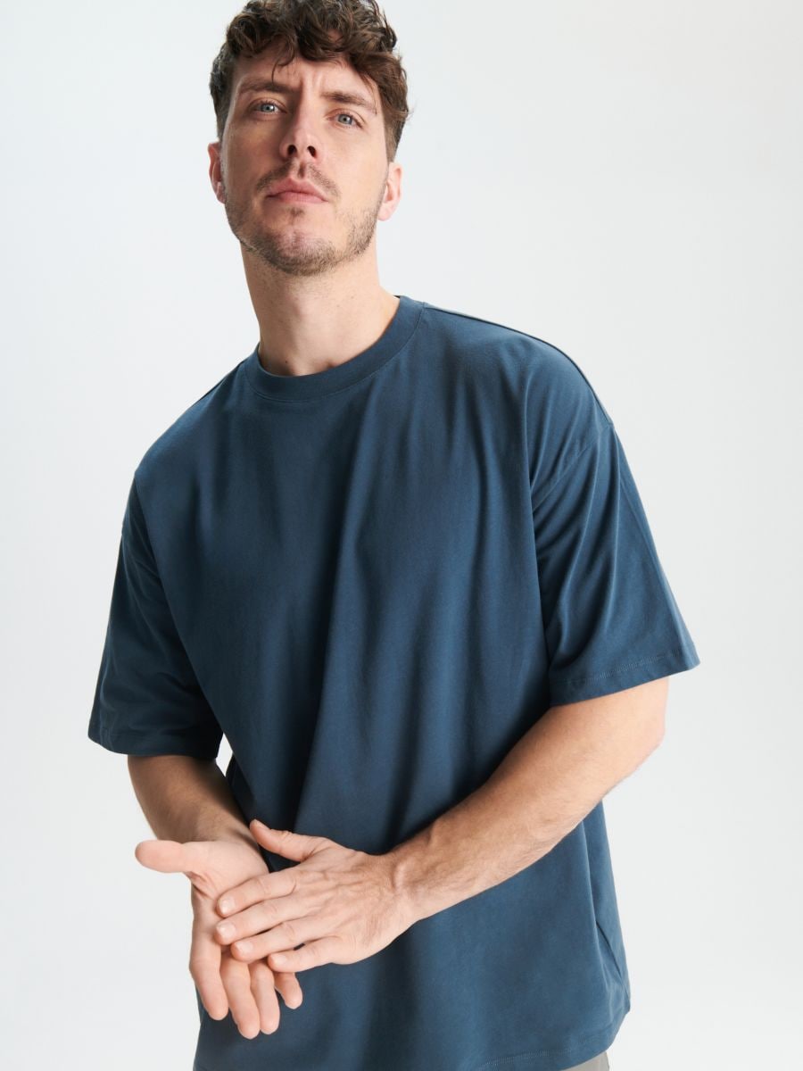 Oversized T-krekls - indigo - SINSAY