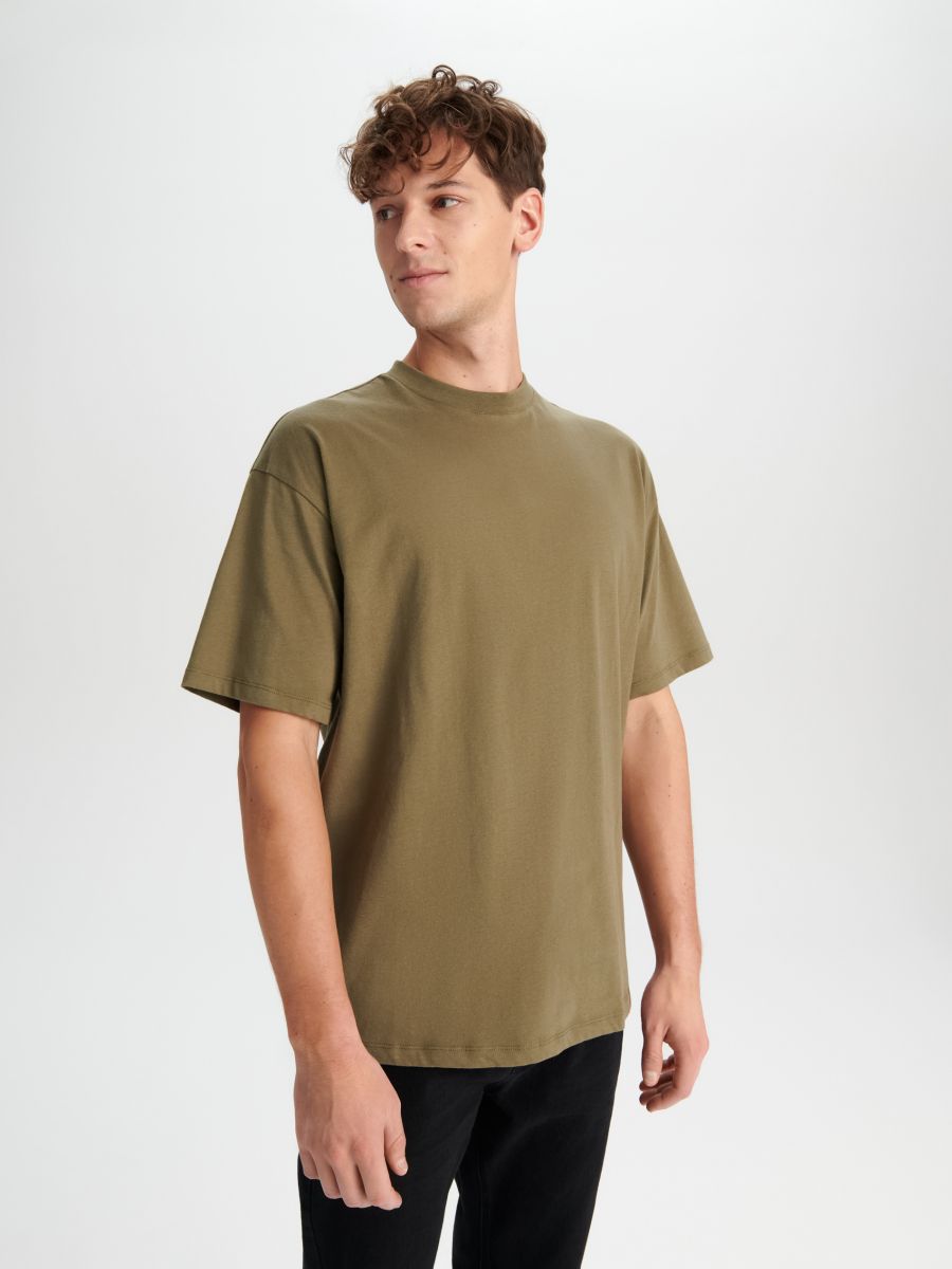 Oversize majica - rjavkasto zelena - SINSAY