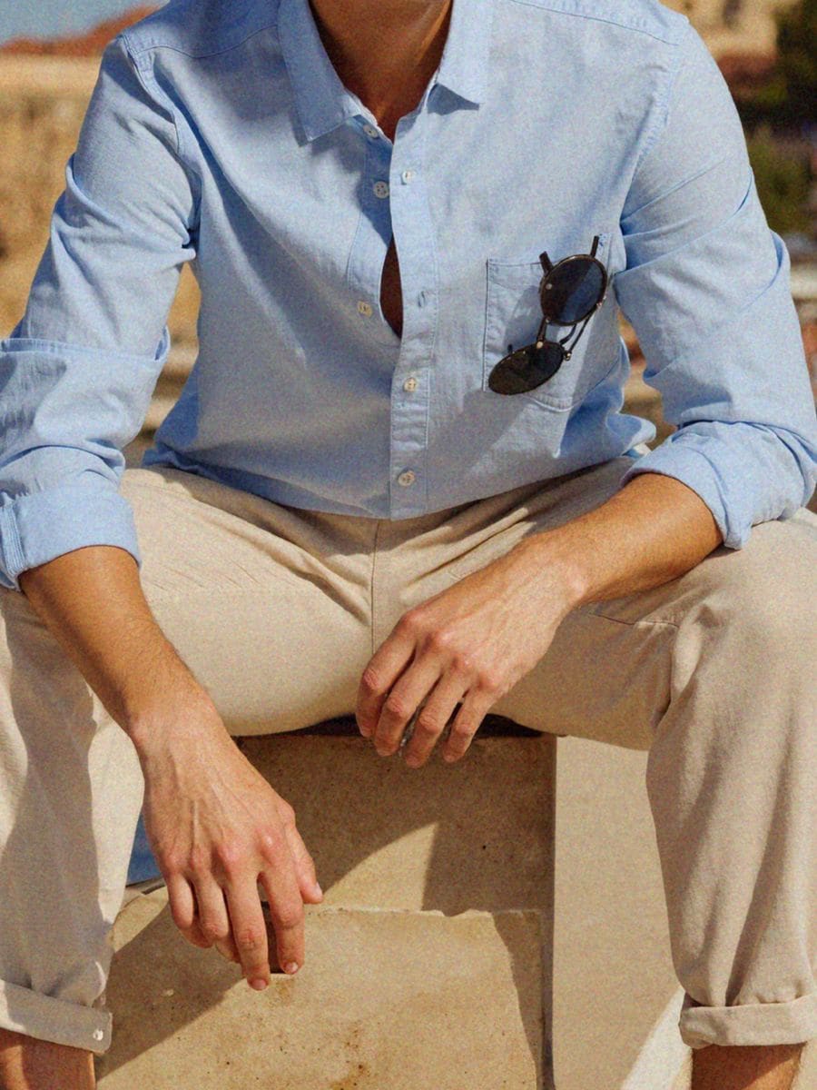 Πουκάμισο regular fit - μπλε παλ - SINSAY