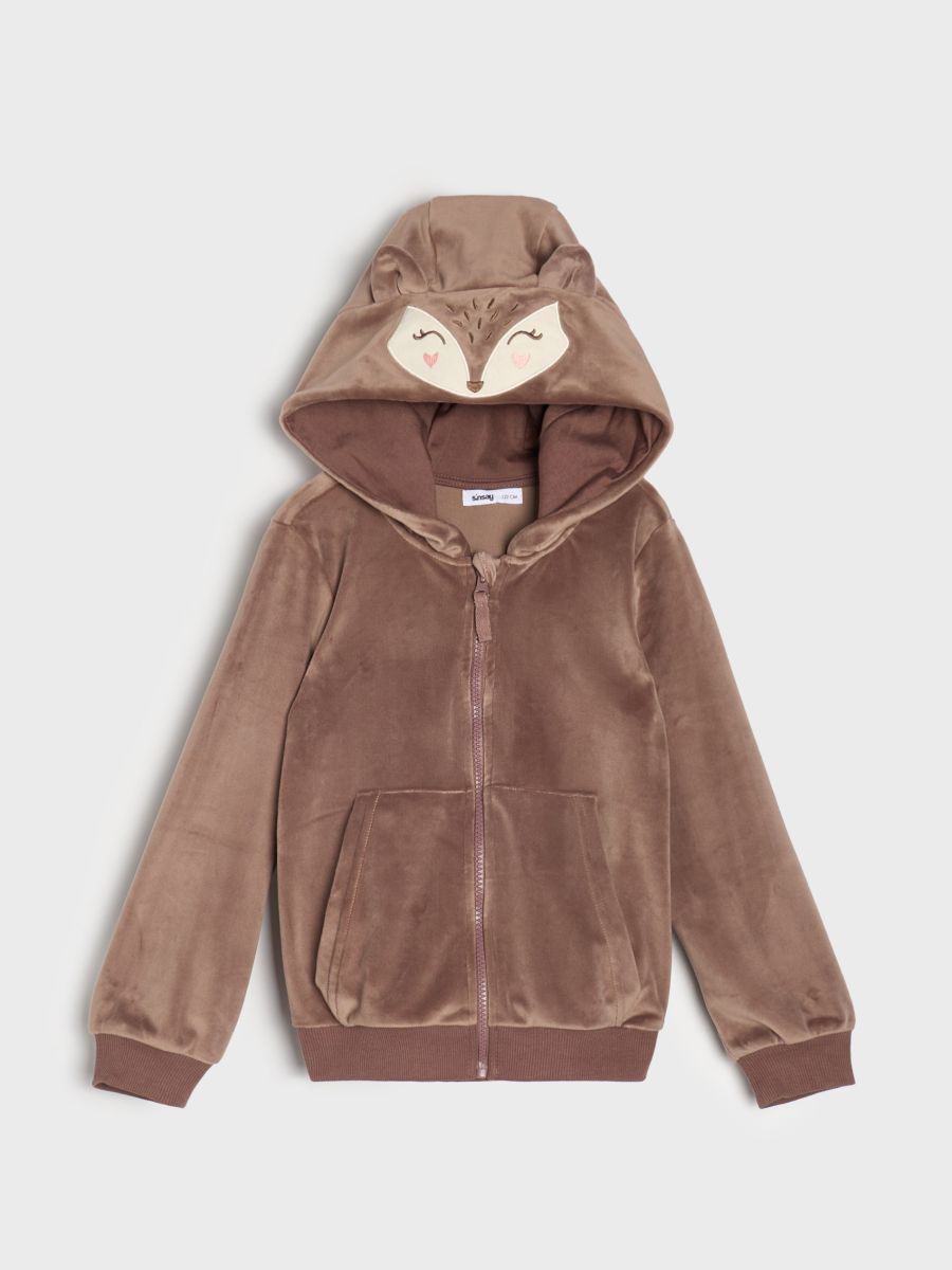 Bluza zip hoodie - brązowy - SINSAY
