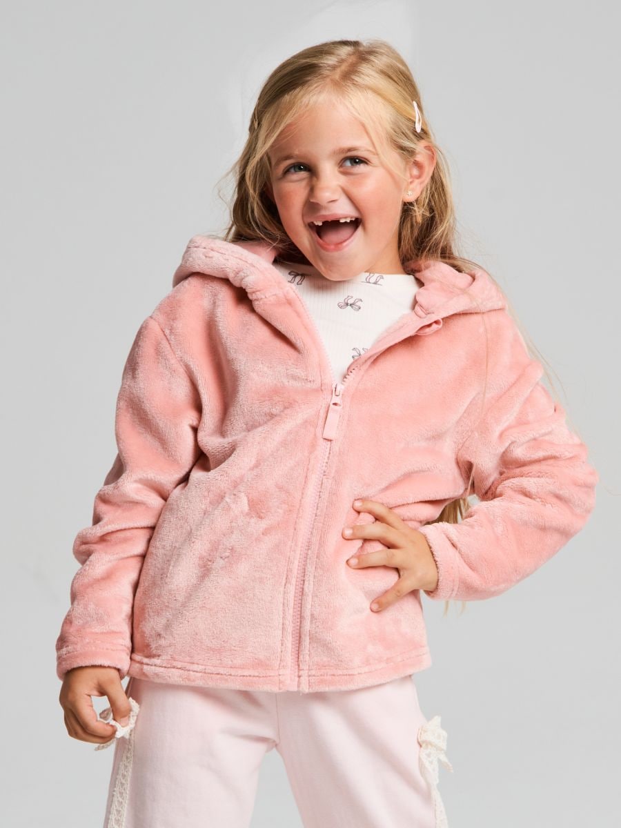 Huňatá mikina s 3D prvky - růžová - SINSAY