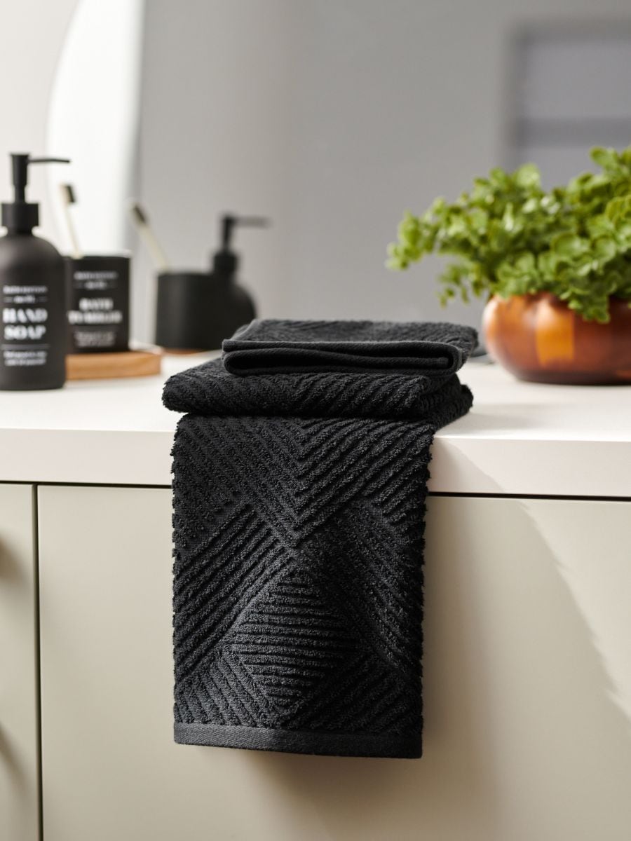 Cotton towel - black - SINSAY