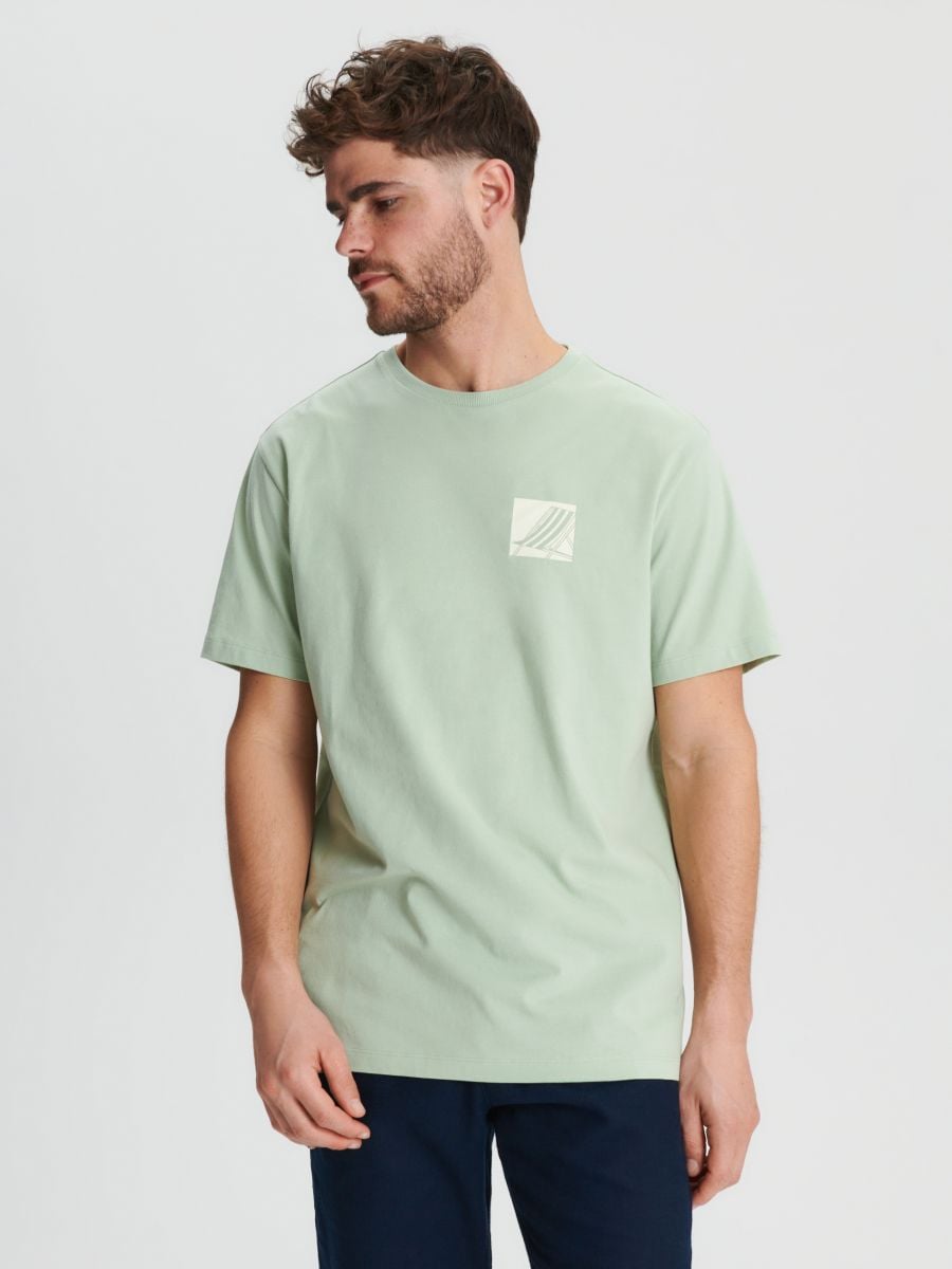 Marškinėliai su atspaudu - mėtų žalia - SINSAY