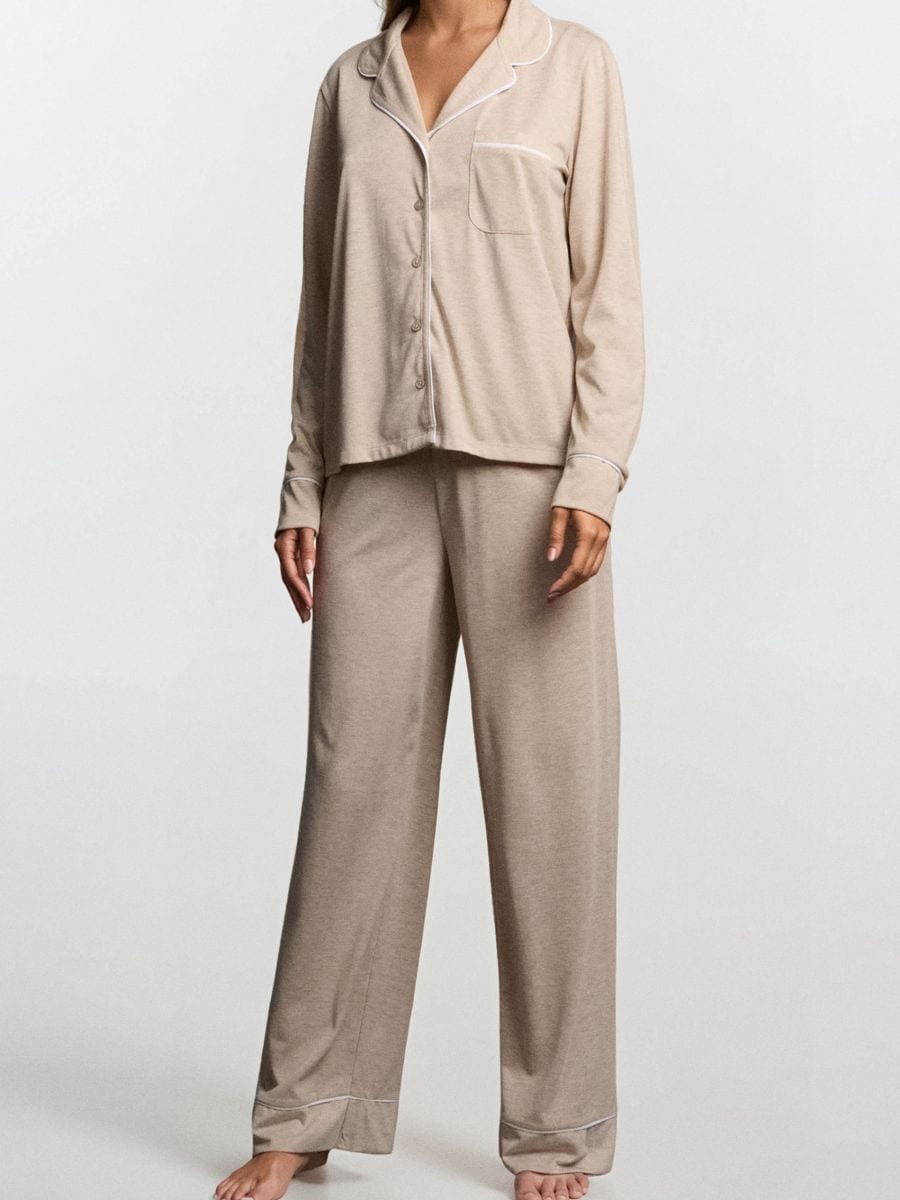Pijama din două piese - bej - SINSAY