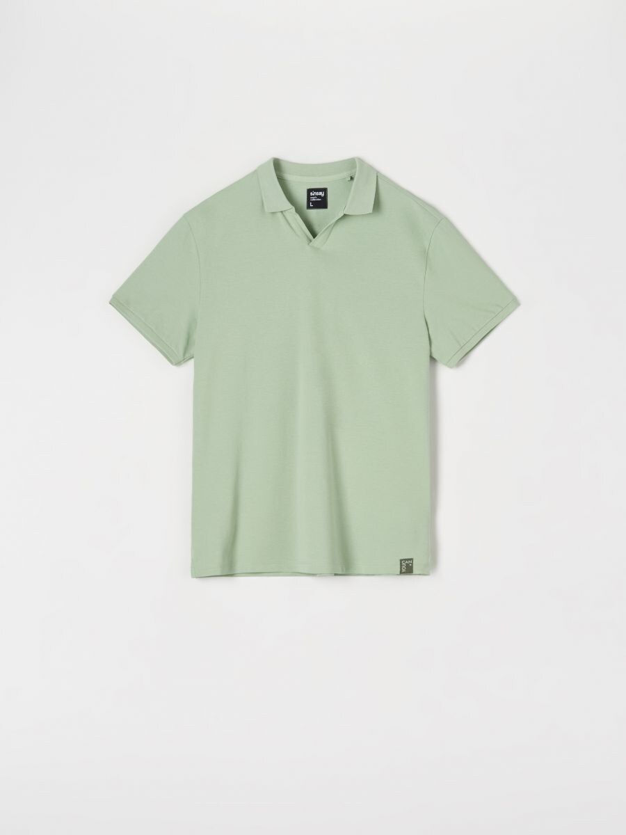 Тениска с яка - ментовозелено - SINSAY