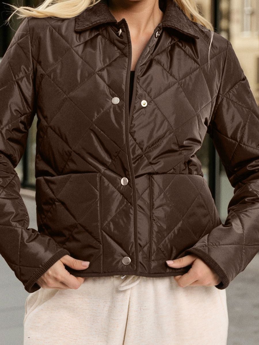 Капитонирано яке - тъмнокафяво - SINSAY