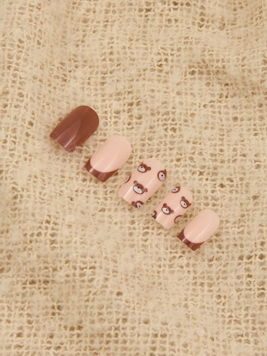 Штучні нігті квадратної форми - кавовий - SINSAY