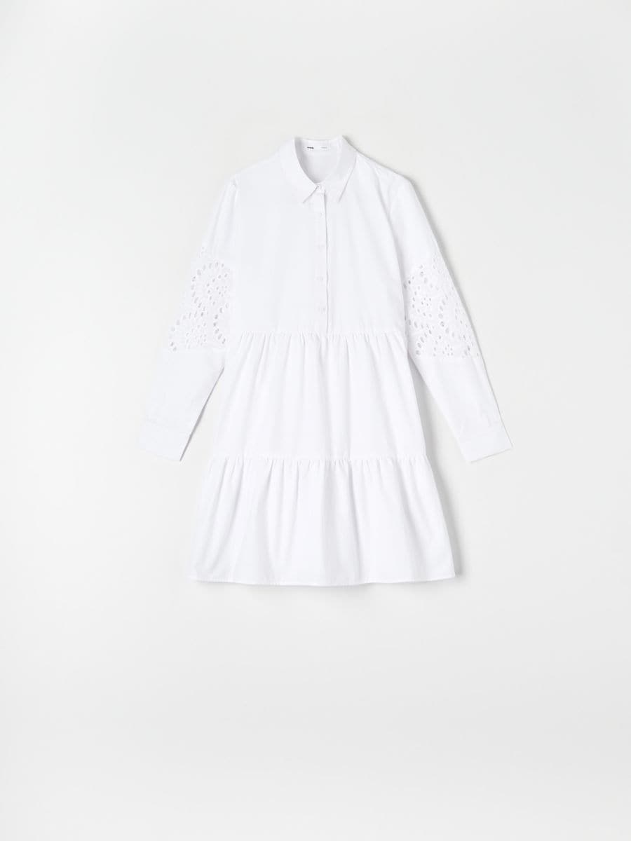 Sukienka mini koszulowa - biały - SINSAY