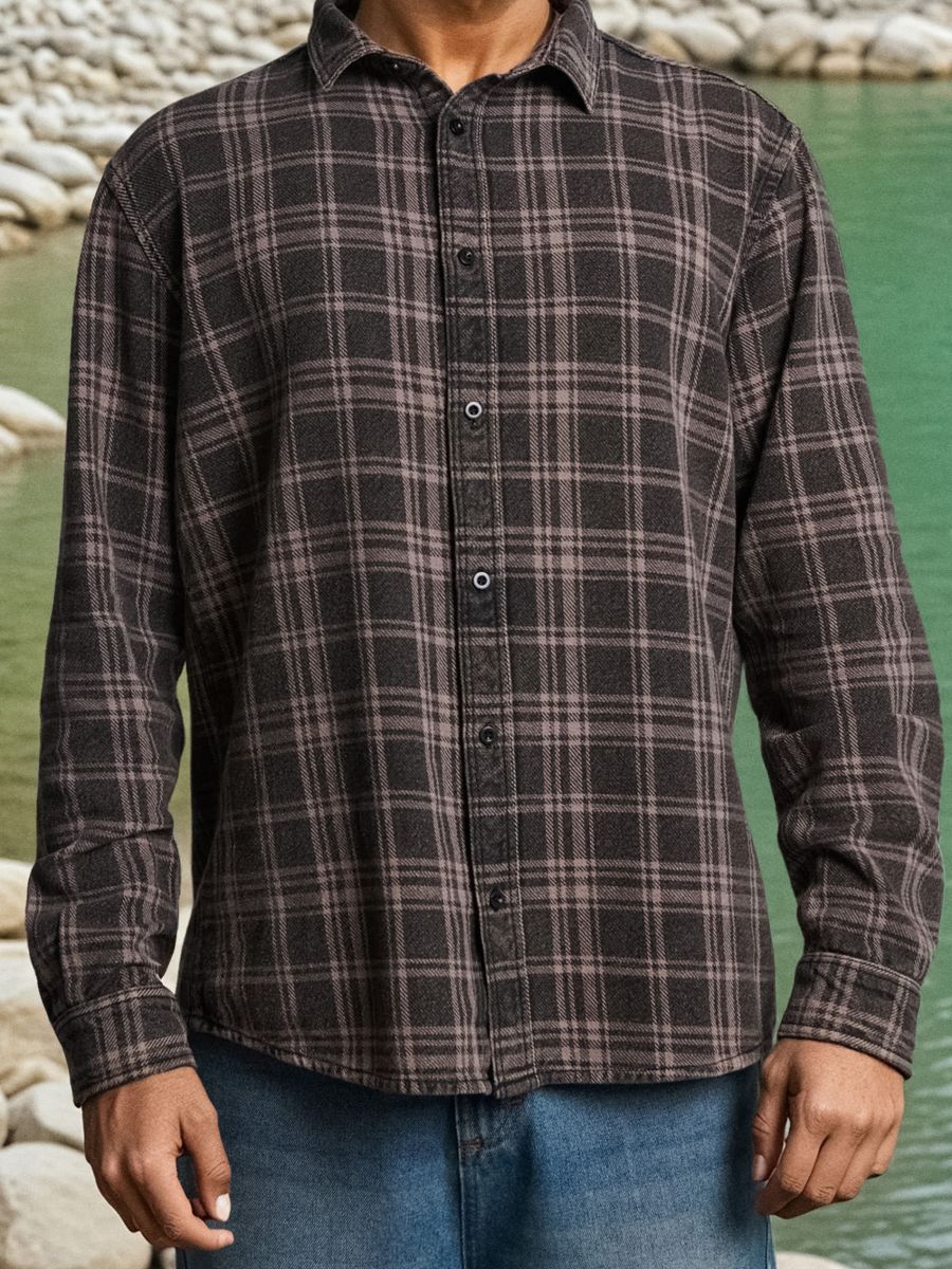 Πουκάμισο από βαμβάκι regular fit - σκουρο γκρι - SINSAY