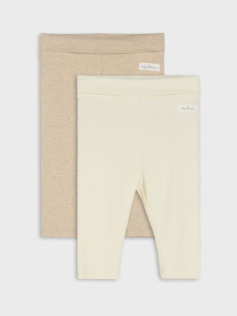 Набір з 2 бавовняних легінсів - бежевий - SINSAY