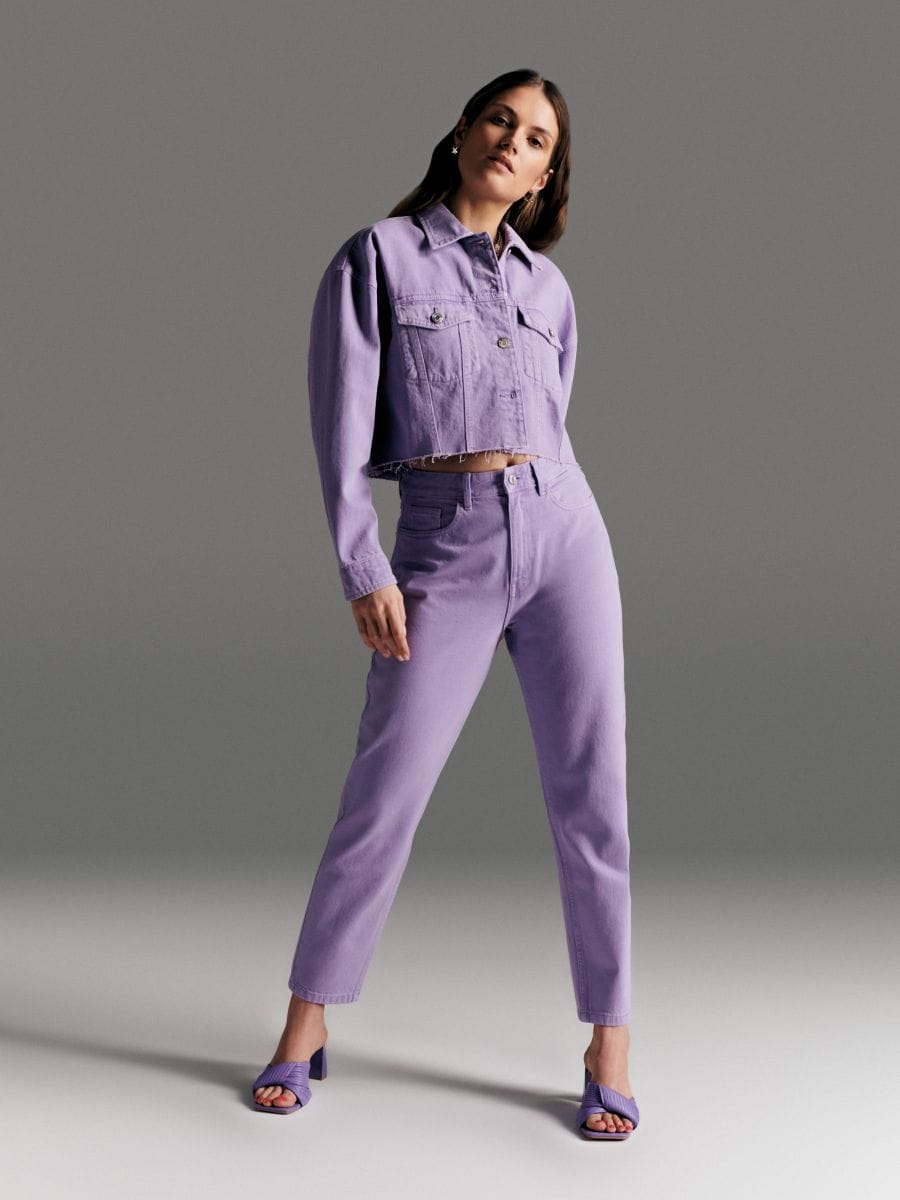 High waist mom fit jeans Color purple - SINSAY - 1144F-04J