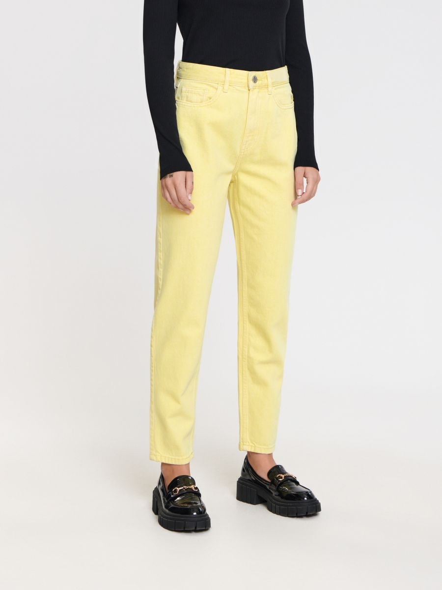 Jeansy mom high waist - żółty - SINSAY