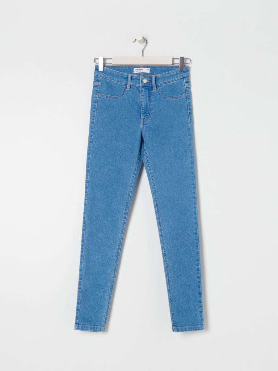Skinny džinsai vidutinio aukščio juosmeniu - mėlyna - SINSAY