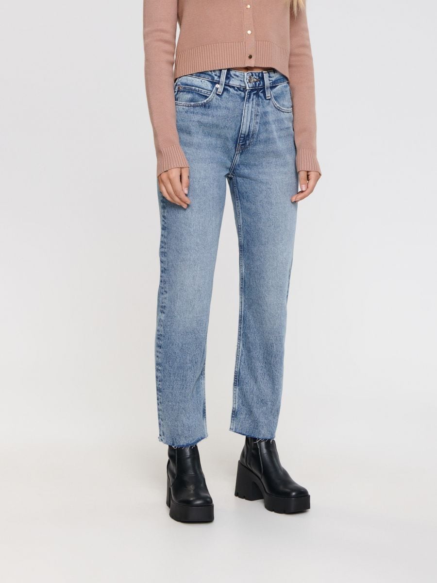 High-Waist-Jeans im Straight-Fit - Blau - SINSAY