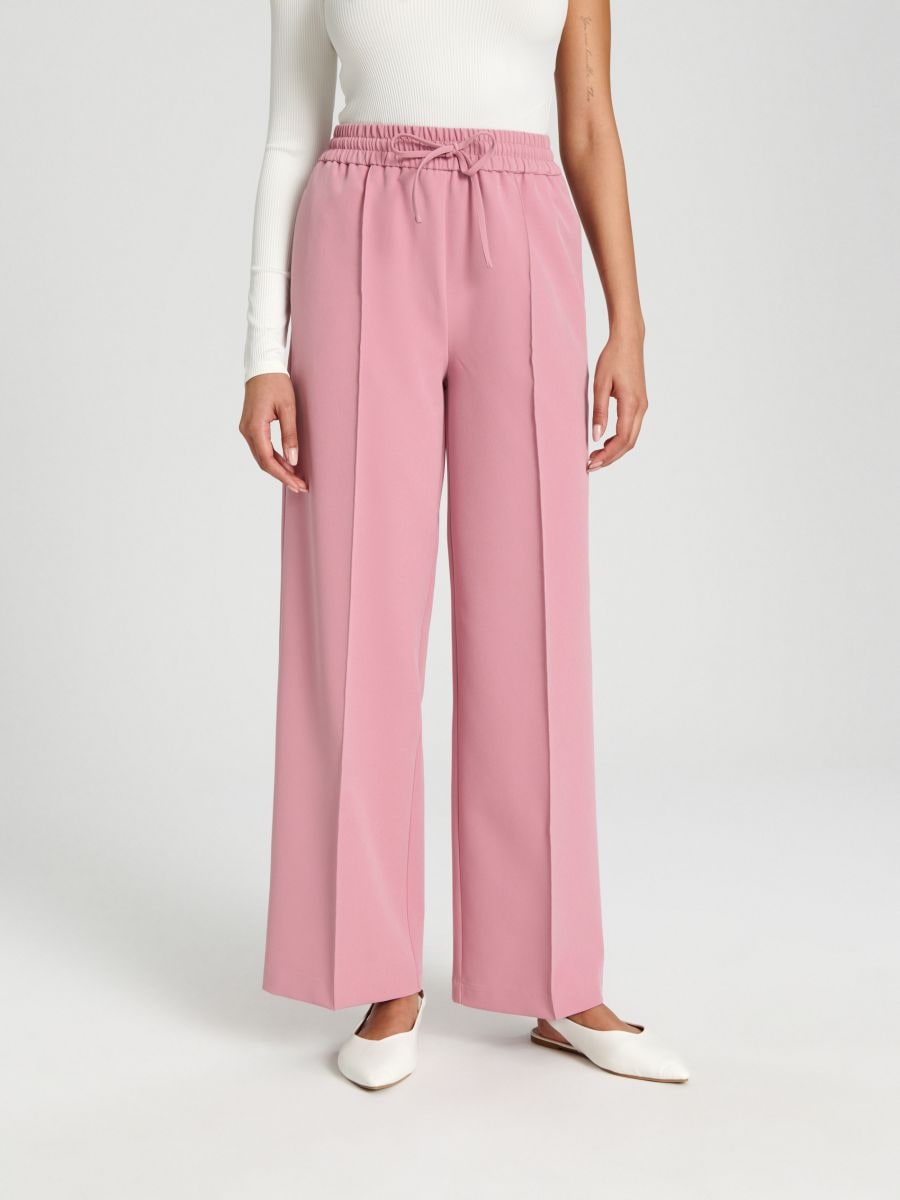 Spodnie wide leg - różowy - SINSAY