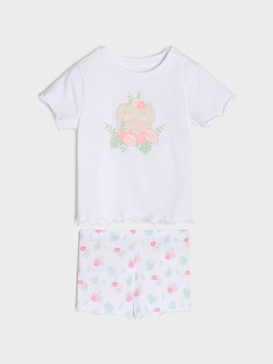 Pijama din două piese - alb - SINSAY