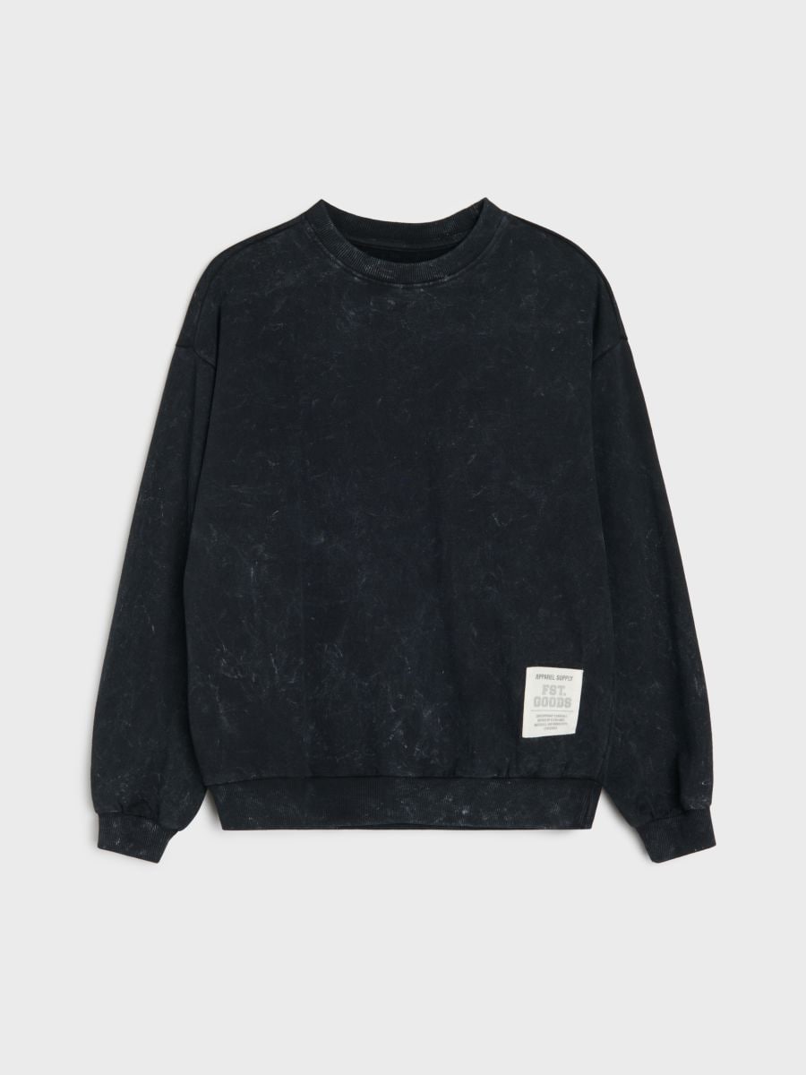 Crewneck džemperis su medvilne - juoda - SINSAY