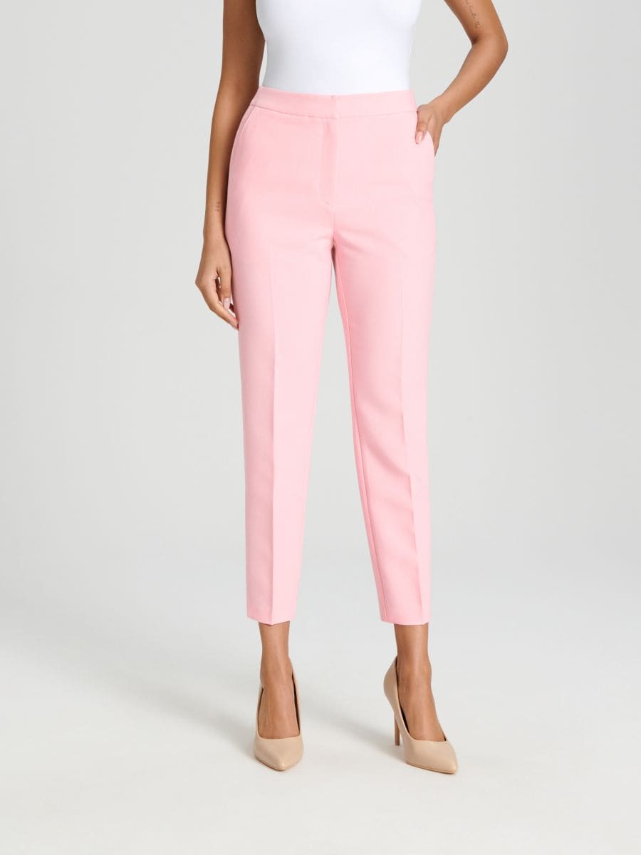 Cigaretové kalhoty - pastelová růžová - SINSAY