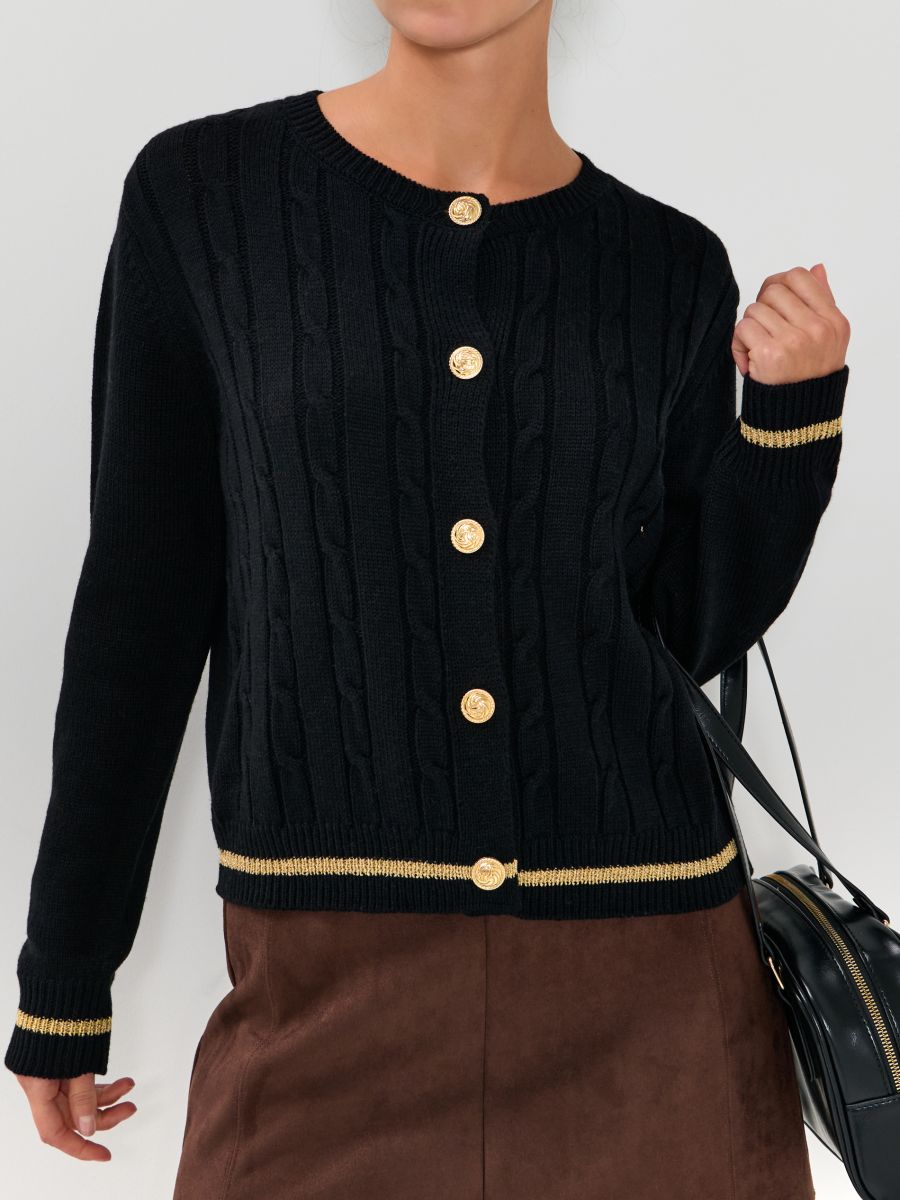 Kardigan na dugmad - crno - SINSAY