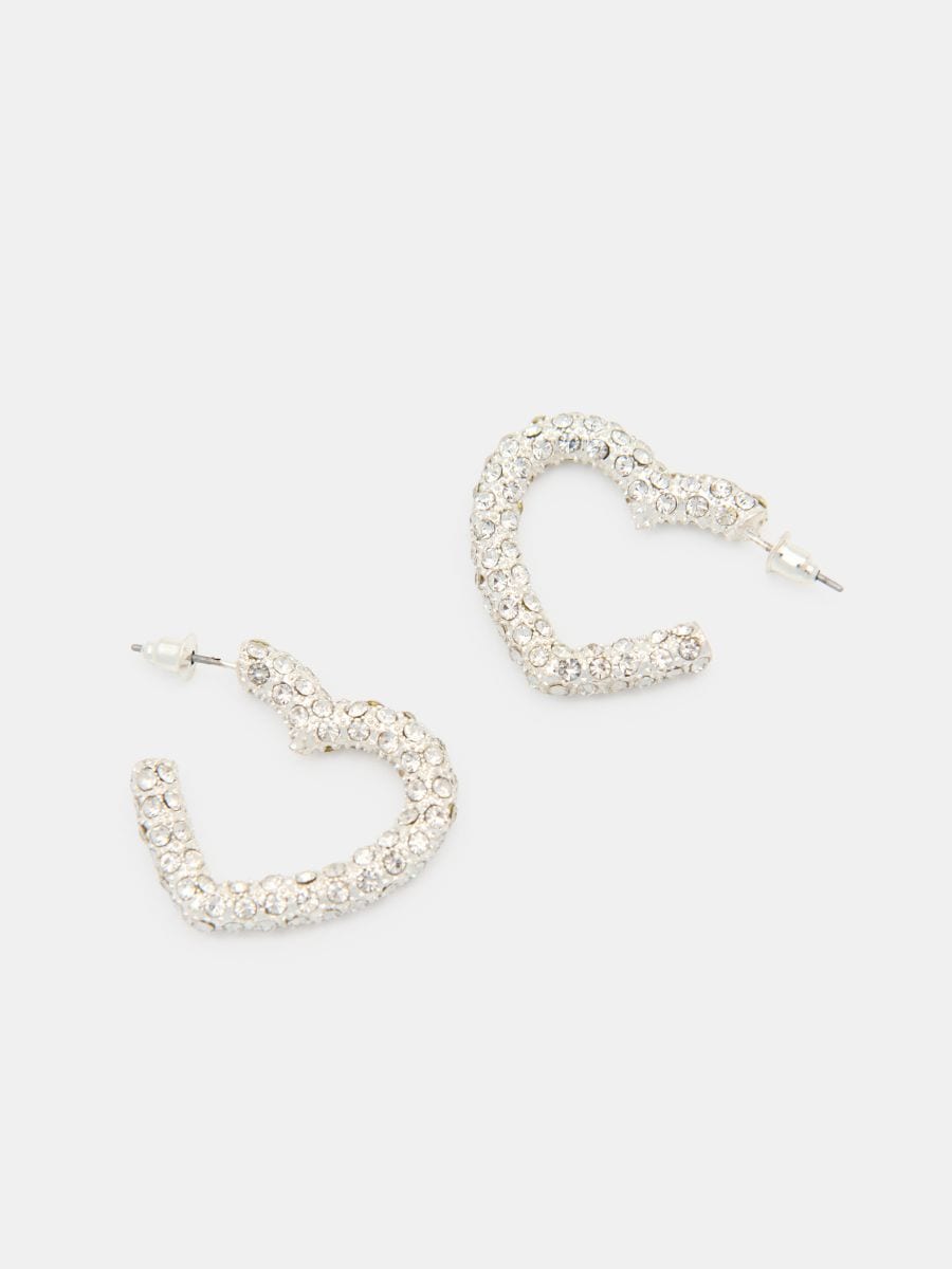 Naušnice u obliku srca - srebrna - SINSAY