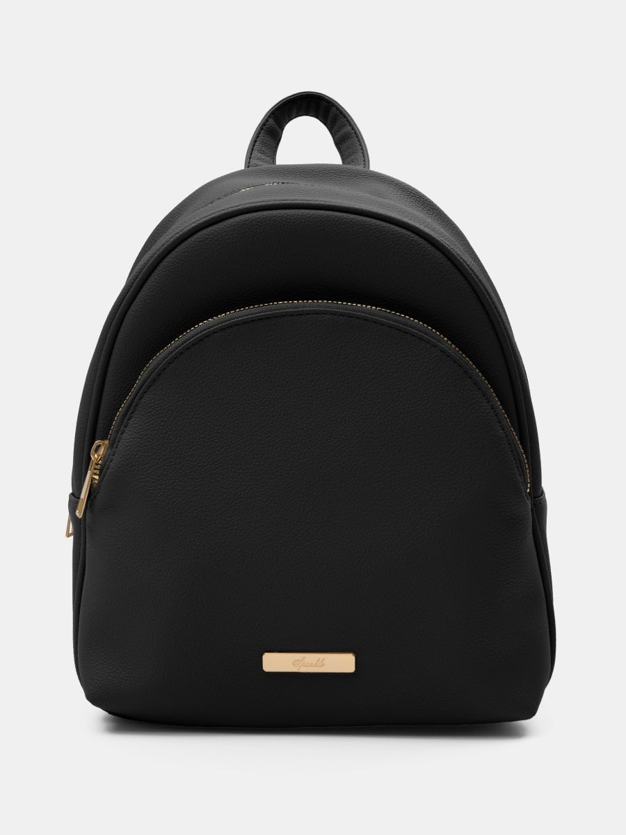 Раница от изкуствена кожа - черeн - SINSAY